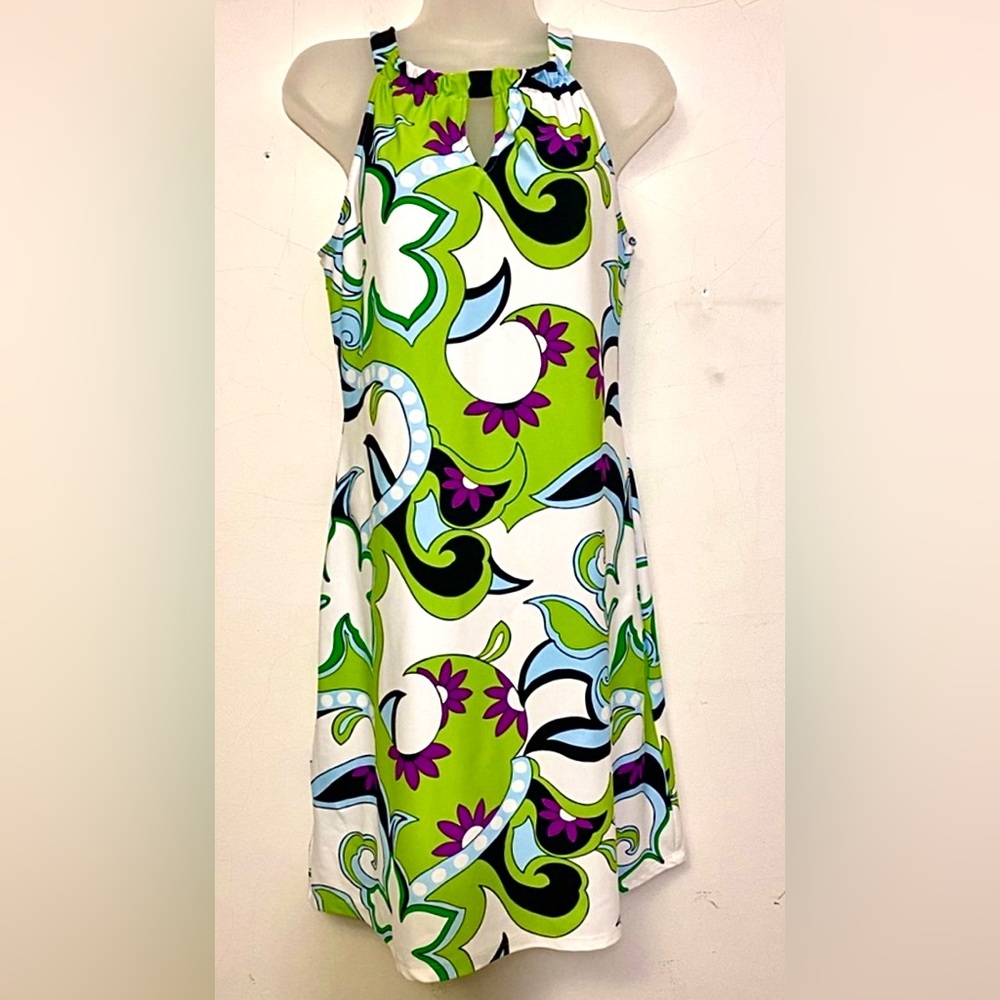 NWOT Jude Connally Gorgeous Bold Pattern Halter  Dress